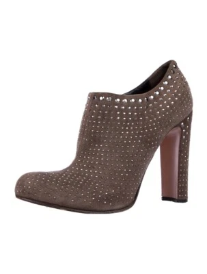 PRADA Embellished Suede Taupe Bootie SZ 38.5 - Image 1 of 4