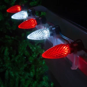 50 C9 OptiCore Candy Cane Red White LED Christmas String Lights, Green Wire 50ft - Picture 1 of 13