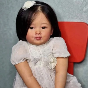 Muñeca bebé renacida de 28" niña pequeña enraizada a mano tela de pelo largo cuerpo hecho a mano regalo - Imagen 1 de 6