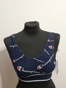 CHAMPION Navy Logo Print Sports Bra Size XS New - Imagen 1 de 9