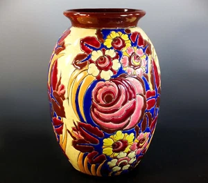RARE & UNUSUAL BOCH FRERE / CATTEAU ART DECO EMAUX OVOID VASE - Picture 1 of 8