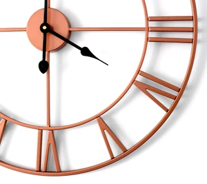 SILENT Rose Gold Metal Wall Clock for Room 60cm designer product Copper/Bronze - Picture 1 of 42