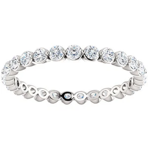 3/4 Ct Diamond Single Prong Eternity Ring Wedding Stackable Band 10k White Gold - Picture 1 of 6