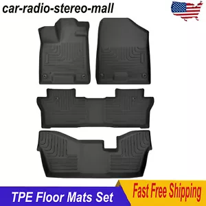 JUEGO DE 4 PIEZAS TAPETES PARA 2016-2022 HONDA PILOT 8 PASAJEROS REVESTIMIENTO DE GOMA TPE NEGRO - Imagen 1 de 12