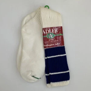 VTG Socks Burlington Adler 10-13 NOS Stripe Navy Blue Orlon Acrylic 80s 90s USA - Picture 1 of 8