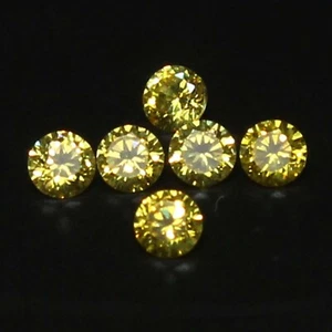Elegante Color VS1 Corte Brillante Amarillo Suelto Diamante 6 piezas Lote 2,50 mm Redondo - Imagen 1 de 8