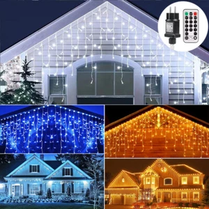 LED Lichterkette Eisregen Party Garten Beleuchtung Weihnachtsdeko Außen Innen DE - Bild 1 von 39