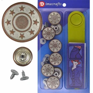 17 mm No-Sew Replacement Jean Tack Buttons w/Tool (A509F) 8 CT. - Picture 1 of 5