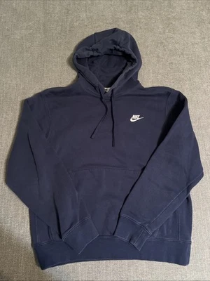 Nike Hoodie Men’s M Embroidered Logo Swoosh Navy Blue Y2K Gym Training Cabincore - Image 1 of 4