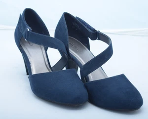 Abella Shoes Womens 7.5 Blue Suede with Hook Patch Close/Flap and Silver Loop - Picture 1 of 8