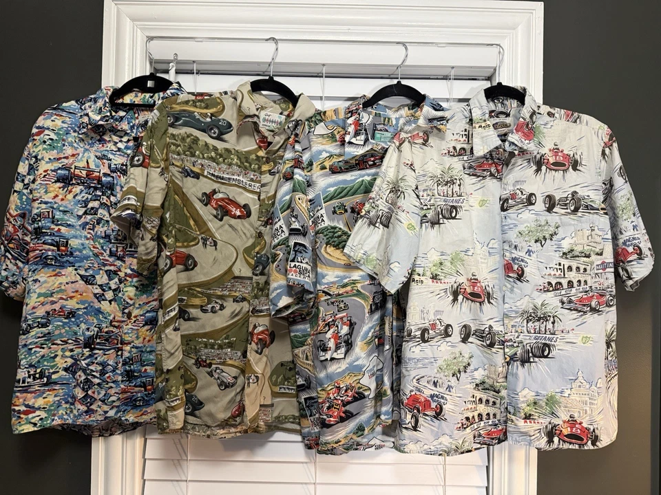 Лот (4) Reyn Spooner гавайские рубашки - размер средний - винтажный - Eddy Y - автомобили - Изображение 1 из 4