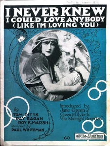 I Never Knew I Could Love Anybody Vintage Sheet Music - Jane Green on Cover 1920 - Picture 1 of 1