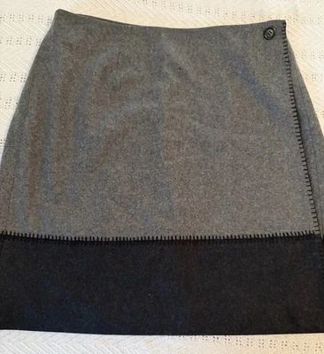 Minifalda Ann Taylor envolvente de lana gris negra talla 10 forrada moderna Foto 1 de 4