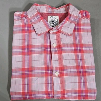 Diesel Men's Shirt Size L Pink Plaid Long Sleeve 100% Cotton Button Up - Image 1 of 4