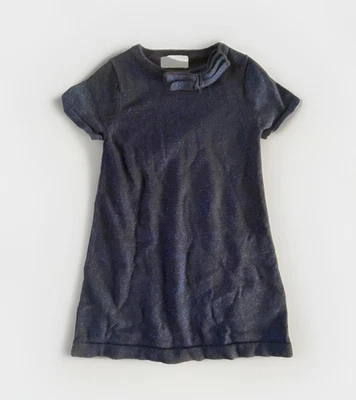 H&M Niñas Vestido 2-4 Años Azul Manga Corta Tejido Brillo Vestido de Vacaciones Foto 1 de 4