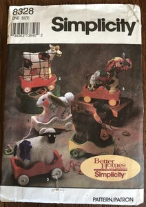 SIMPLICITY CHILDS DECORATIVE ( 5 STYLE ) ANIMAL PULL TOY PATTERN 8328 VINTAGE - Picture 1 of 4