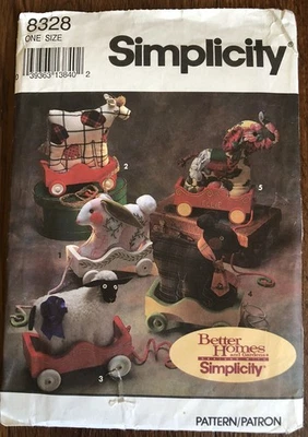 SIMPLICITY CHILDS DECORATIVE ( 5 STYLE ) ANIMAL PULL TOY PATTERN 8328 VINTAGE - Image 1 of 4