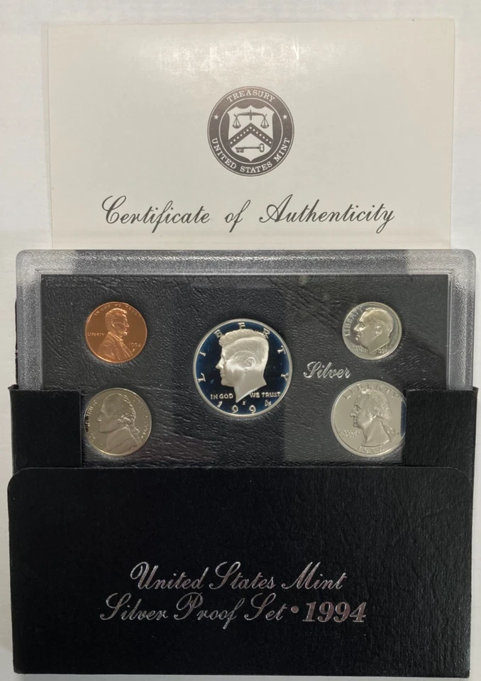1994 Серебряный доказательство комплект США монетный двор OGP COA - содержит $40 серебра - истинный аукцион  - Изображение 1 из 1