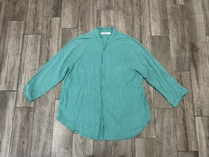 Camisa Free People We The Free para mujer túnica extra grande a rayas verdes con botones - Imagen 1 de 8