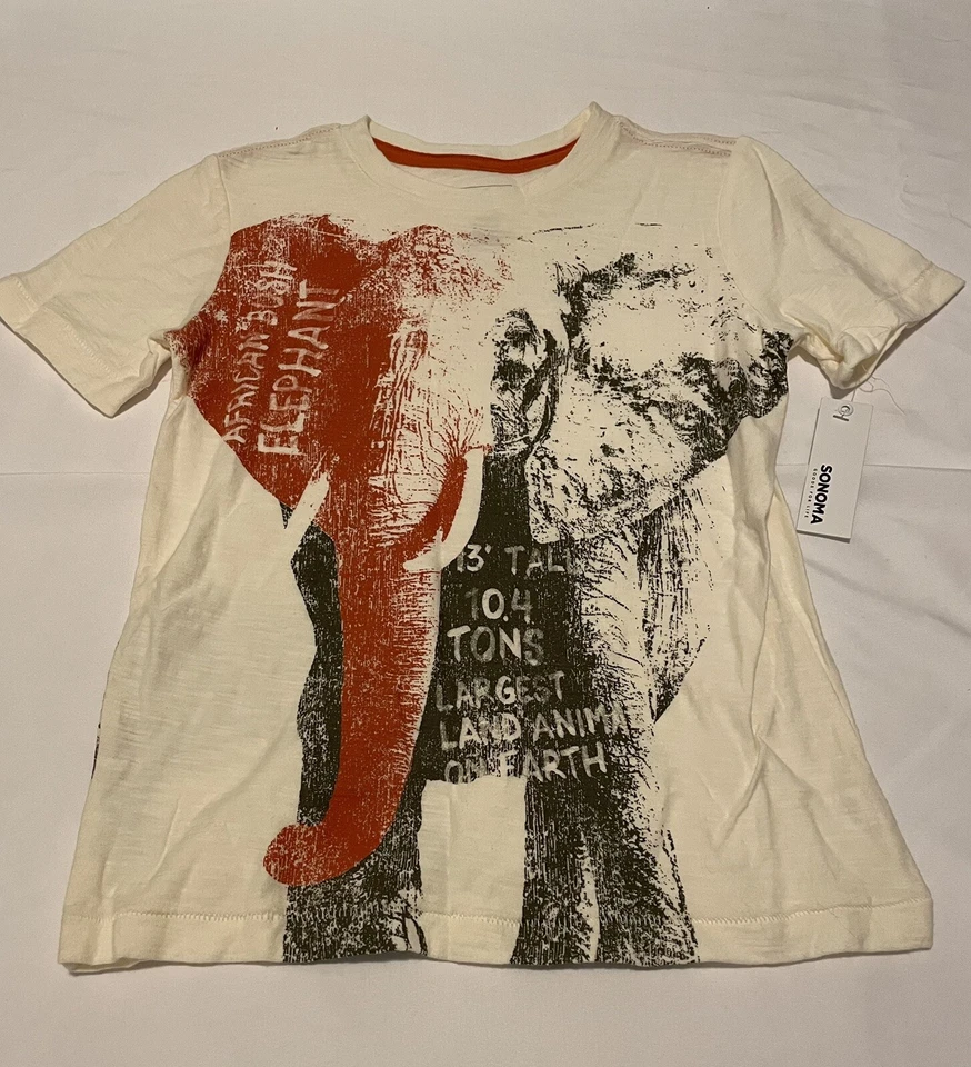NWT- Sonoma- Multicolored Elephant TShirt- Boys 6 - Image 1 of 1