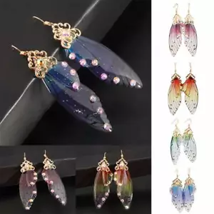 Fairy Butterfly Wing Asymmetric Dangle Ear Hook Earrings Woman Jewelry R - Picture 1 of 16
