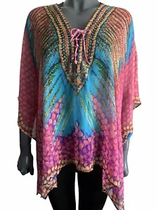 Gorgeous Embellished Kaftans Brand - Kaftan Poncho Top One Size - Picture 1 of 5