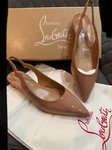 CHRISTIAN LOUBOUTIN HOT CHICKIT SLING BACK PATENT SHOES NUDE UK 4 EU37 £665 #CS2 - Picture 1 of 15