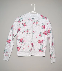 aerie Quilted Floral Jacket, Size XS/S, Women's, Gray, Pink Floral, Zipper, EUC - Imagen 1 de 3