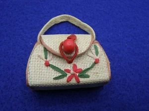 Vintage Barbie or Tammy Wicker purse w / embroidered Flower - Picture 1 of 5