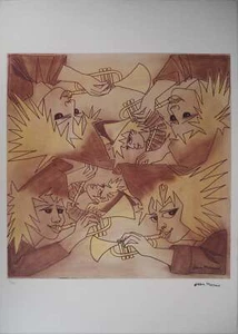 Jean MARAIS : Musique, Les Trompettistes, Lithographie signée - Imagen 1 de 6