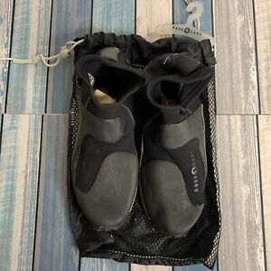 Aqua Lung Scuba Diving Boots Shoes Socks Size 10 Black Mesh Bag For Flippers