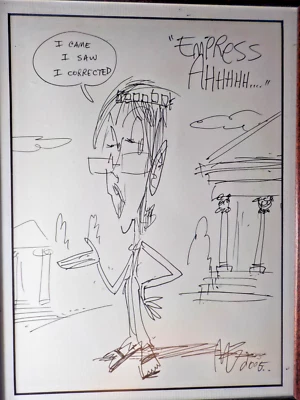 Original Political Cartoon Sketch 2005 framed 8 x 12 not sure who the artist is - Image 1 of 3