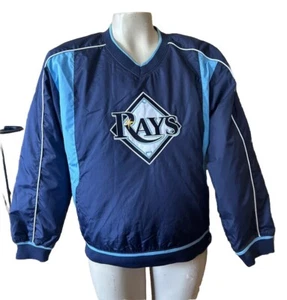 Giacca Tampa Bay Devil Rays ragazzo taglia L 12-14 blu allenamento atletico baseball 4753 - Foto 1 di 6