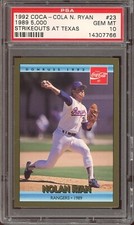 1992 Coca-cola Nolan Ryan Baseball #23 1989 5,000 Strikeouts At Texas PSA 10