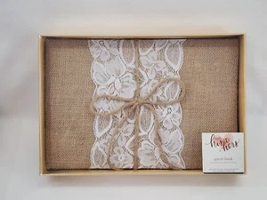 Burlap & Lace Wedding Guest Book 6.63" x 10" Rustic Farmhouse Country Theme - Picture 1 of 1