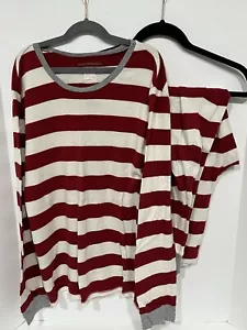 Women’s Burts Bees Baby Family Organic Cotton Red Rugby Stripe Pajamas Size L - Picture 1 of 5