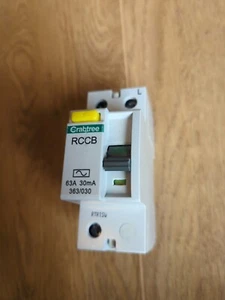 CRABTREE 63 AMP RCD DOUBLE POLE 63A 363/030 30mA , SENT FAST - Picture 1 of 6