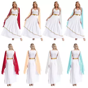Damen Kostüm Karneval Robe Atmungsaktiv Kleid Maxi Toga Griechische Maxikleid - Bild 1 von 47