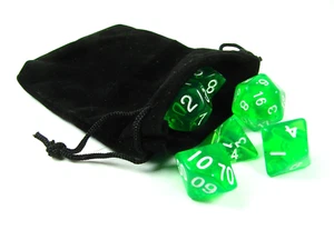 Chessex ? 6 Translucent Green Polyhedral RPG D&D Die Set d4 d8 d10 d12 d20 - Picture 1 of 6