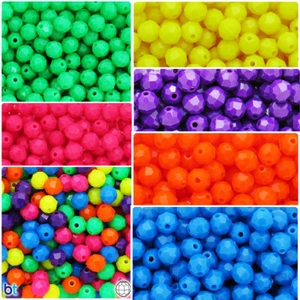 BeadTin Neon Hell 10mm Facettiert Rund Bastelperlen (225 Stück) - Farbwahl - Bild 1 von 8