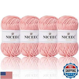 NICEEC 4 Skeins Soft Cotton-Nylon Blend Yarn for Crochet and Knitting - Easy- - Picture 1 of 5