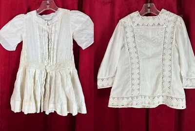 Classic Victorian Linen Drop Waist Child's Dress + Tunic Cotton Eyelet Doll - Image 1 of 4