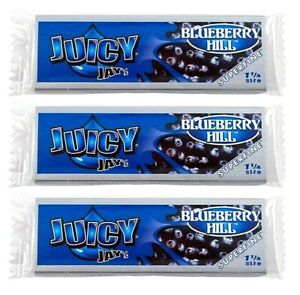 3x JUICY JAY'S 1 1/4 Rolling Papers Blueberry Hill Superfine Super Fine USA SHPD
