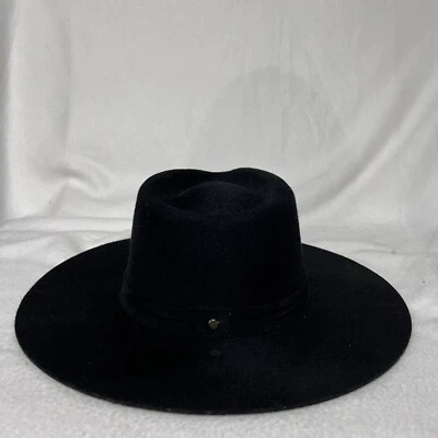 Sombrero para mujer Janessa Leone negro de lana ala ancha Korin Fedora talla XL Foto 1 de 4