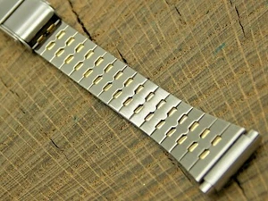 Gilden NOS Vintage 2 Tone Stainless Sliding Clasp Watch Band 12mm-15mm Unused - Picture 1 of 7