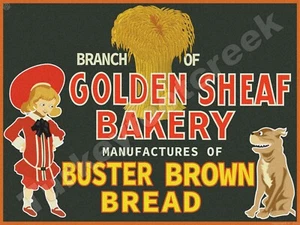 Golden Sheaf Bakery Buster Brown Bread 18" x 24" Metal Sign - Picture 1 of 1