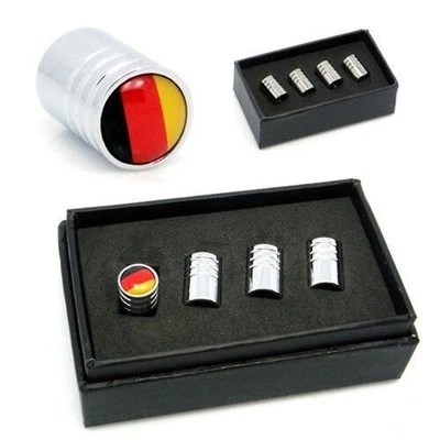 4pcs DE Germany Sline Badge Chrome Wheel Air Tyre Tire Valve Caps Stem For AUDI - Image 1 of 4