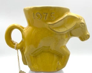 1975 Yellow Vote Democrat Donkey Political Mug Frankoma Pottery Oklahoma Vintage - Picture 1 of 16