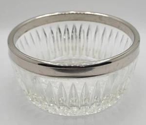 Vintage Victorian Style Crystal Bowl With Silver Rim Bubble Glass Candy Nut Dish - Picture 1 of 8