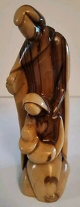 Vintage Holy Land Olive Wood Holy Family Statue 7.5" Jesus Mary Joseph - Picture 1 of 7